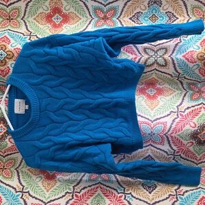 Pink Rose Vibrant Blue Cable Knit Sweater